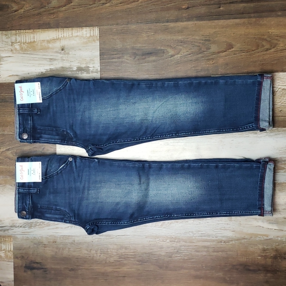 NWT Cat & Jack 2 Pair Lot Adjustable Waist Skinny Jeans Size 8 Husky